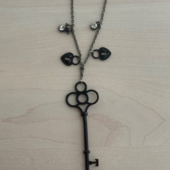 New “Key to Your Heart” Handmade Key Necklace w/ Heart Key & Gemstone Charms - Picture 3 of 8